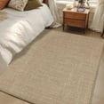 thumbnail image 1 of Beige 2.7x5 Area Rugs, Farmhouse Burlap Solid Brown Color Modern Linen Texture Non-Skid Rubber Backing Large Rectangle Rugs - Living Room Bedroom Home Office, Indoor Floor Mat Carpets Washable Rug, 1 of 9