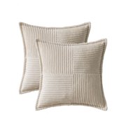 Beige 2 Pack 18x18 Inch Corduroy Decorative Throw Pillow Covers Boho Natural Solid Striped Cushion Cover Modern Farmhouse Home Decor for Couch Living Room Sofa Bed