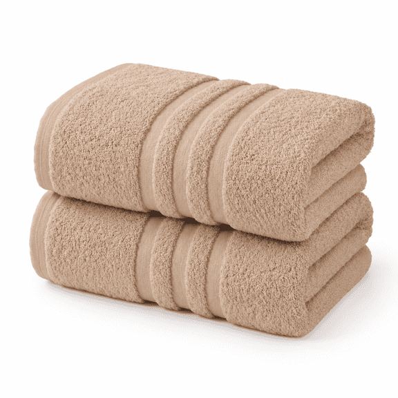 Beige 2 Pack – 30"x60" GOTS-Certified Long-Staple Cotton Bath Towels
