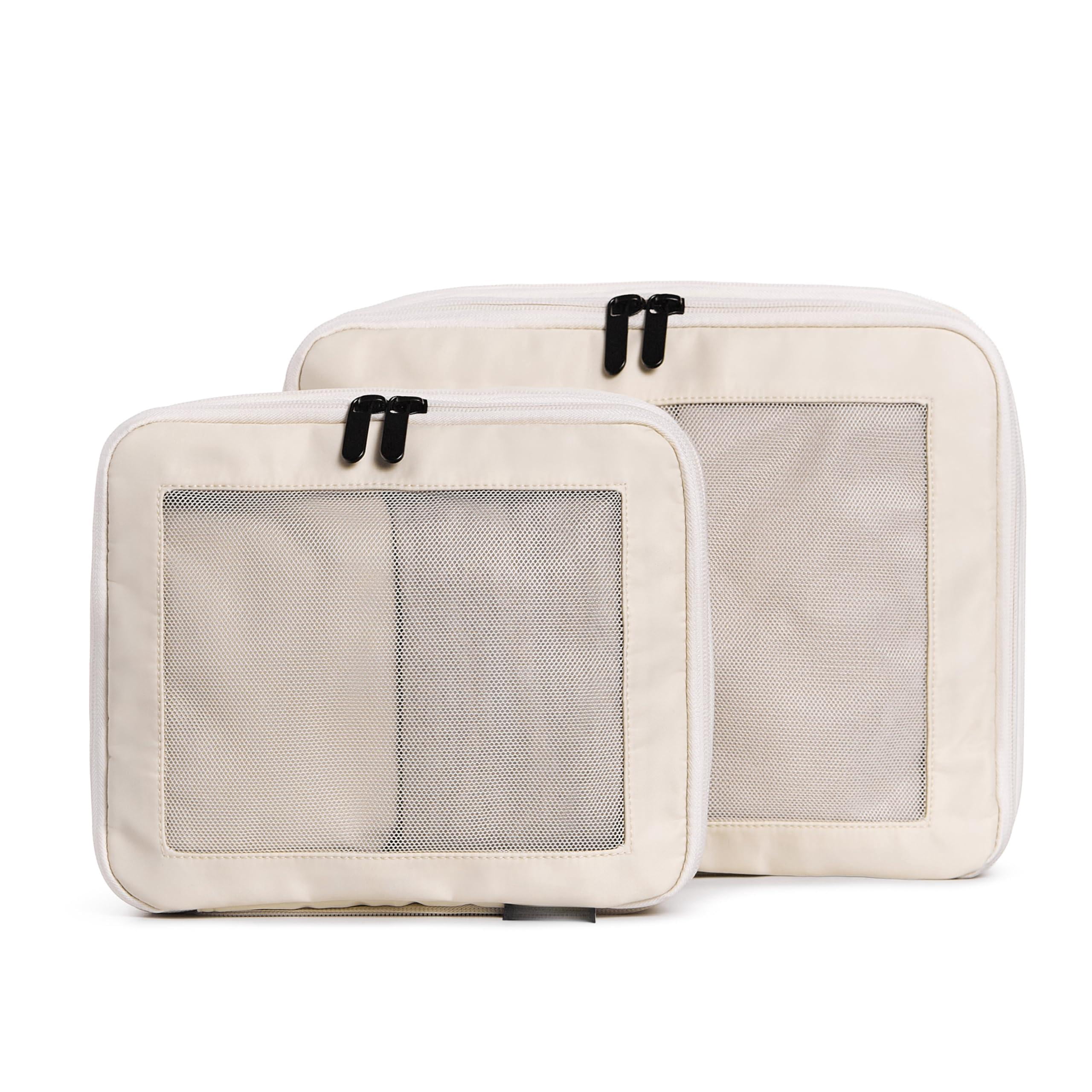 Beige 2-Pack Packing Cubes Travel Luggage Organizers