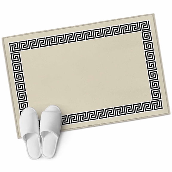 Beige 2'x3' Washable Rug, Black Modern Geometric Abstract Art Aesthetics Non-Slip Soft Doormat Area Rugs for Entrance Bathroom Bedsides, Carpet for Kitchen Bedroom, Entryway Floor Mat