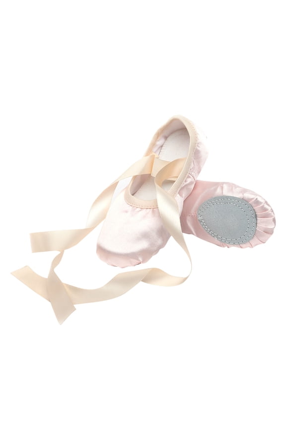 Beige 2026 Satin Ballet Dance Shoes Solid Soft Sole For Little Kid Yoga Gymnastics Practice