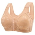thumbnail image 1 of LOVZFMLL Plus Size Bras for Women Lace Floral Comfort Soft No Underwire Bra Push Up Full Coverage Front Closure Everyday Bralettes Beige 2XL, 1 of 6
