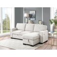 thumbnail image 1 of Beige 2pc Sectional Sofa with Pullout Bed Reversible Storage Chaise Drop-Table USB Ports Modern Living Room L-shape Sofa, 1 of 7