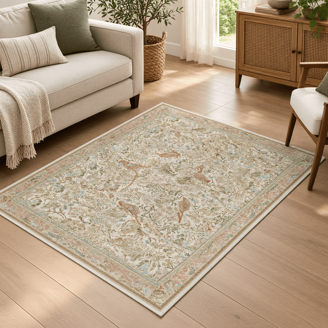 Beige 2x4 Washable Rug For Bathroom Entryway Non Slip - Soft Low Pile ...