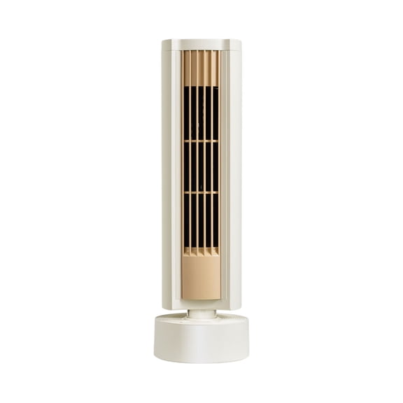 Beige 3 Wind Levels Oscillating Usb Tower Fan Rechargeable 3000Mah Low Noise Desktop Simulates Natural Wind 12.40X3.74X3.74In