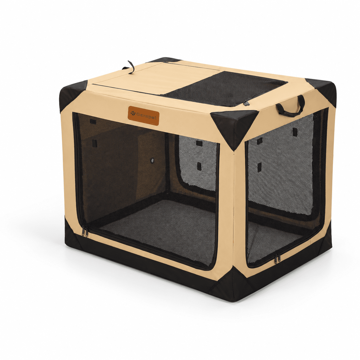 Beige 30.0"L x 21.0"W x 21.0"H Soft Foldable Dog Crate for Medium Dogs ...