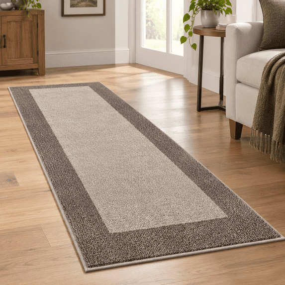 Check Rug Hallway Beige 32