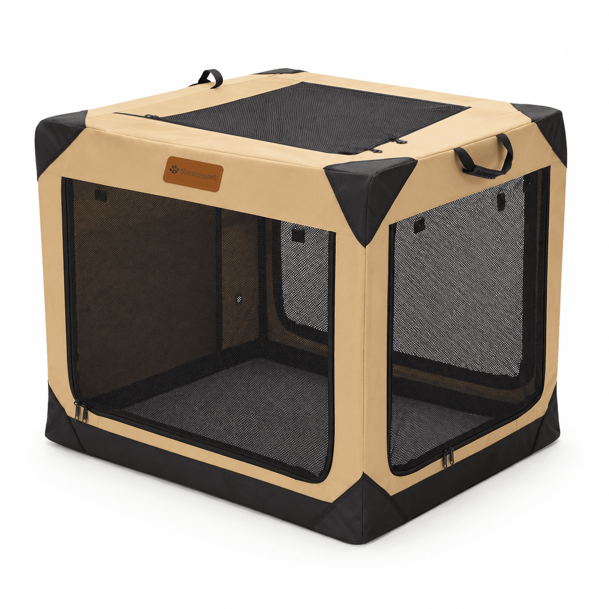 Beige 36.0"L x 25.0"W x 25.0"H Collapsible Soft Dog Crate for Large ...