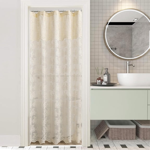 Beige 36"W x 72"L (Pack of 1) Lace Stand Up Shower Curtain