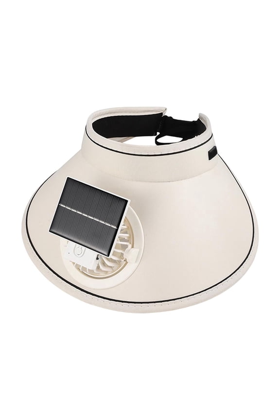 Beige 4.72 Inch Brim 3 Wind Levels Adjustable Solar Fan Hat Usb Rechargeable Sun Hat With Upf 50+ Protection Rotatable Fan Detachable Quiet Motor Built In 600Mah Battery Long Lasting