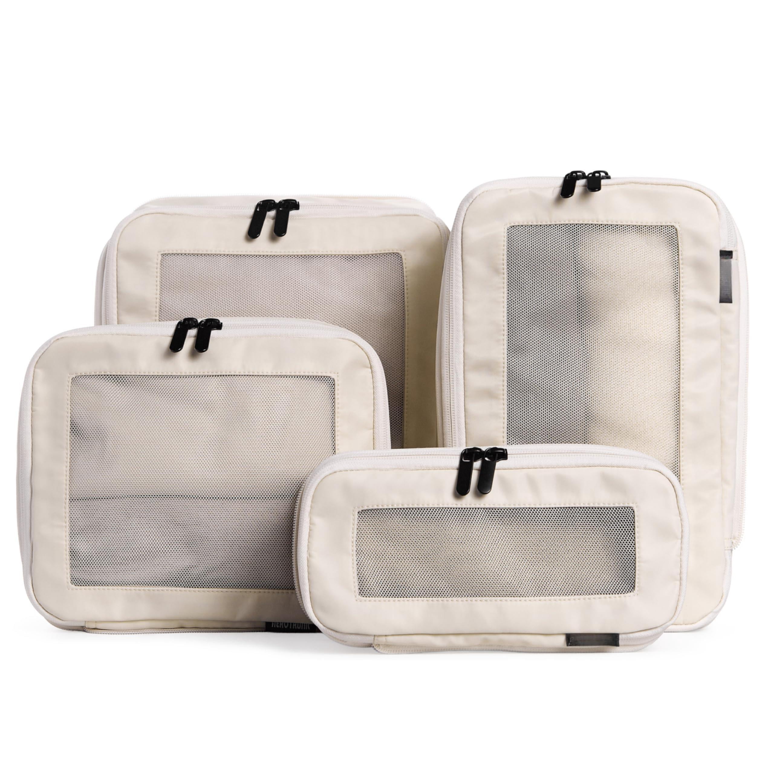 Beige 4-Pack Travel Packing Cubes Luggage Organizer Bags