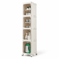 Beige 4-tier Narrow Slim Storage Cabinet Organizer for Small Spaces ...