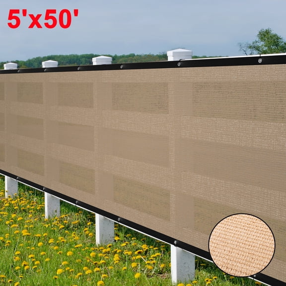 Beige 5'x50' tall Fence Windscreen Privacy Screen Shade Cover Fabric Mesh Garden