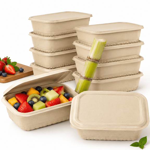 Beige 50 Pack 32oz Reusable Meal Prep Containers With Lids For Work Travel Picnic