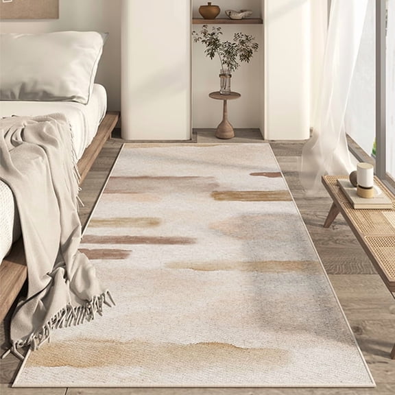 Beige 55x80 inches Bedside Rug, Non-Slip and Dirty Resistant Non-Linting, Bedroom Bed Front, Belgian Loop Pile Material, 1 Piece