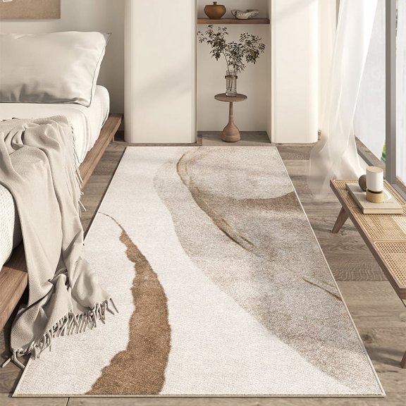 Beige 55x80 inches Bedside Rug, Non-Slip and Dirty Resistant Non-Linting, Bedroom Bed Front, Belgian Loop Pile Material, 1 Piece