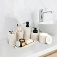 thumbnail image 1 of Beige 6-Piece Bathroom Organizer Set - Foaming Soap Dispenser, Toothbrush Holder, Qtip Holder & Vanity Tray, 1 of 4