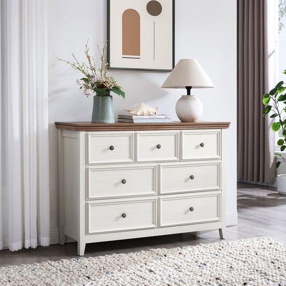 Beige 7 Drawer Storage Unit | Suitable for Living Room Storage Needs | MDF with Smooth Metal Runners | Easy to Push and Pull Drawers
