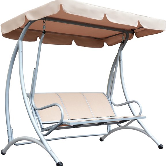 Beige, 77.25" L, Steel Swing - Smooth and Quick - Drying Fabric - Patio / Summer Swing Comfort