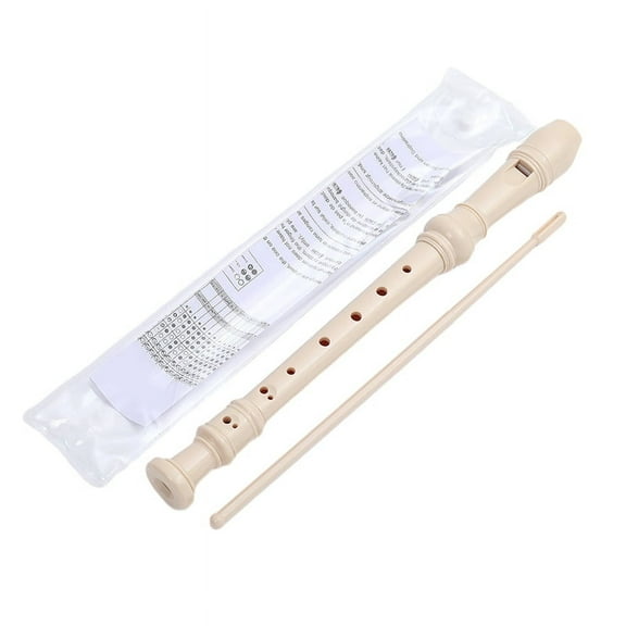 Beige-8 Holes Soprano Recorder with Cleaning Rod, German Style C Key for Kids Beginners Students