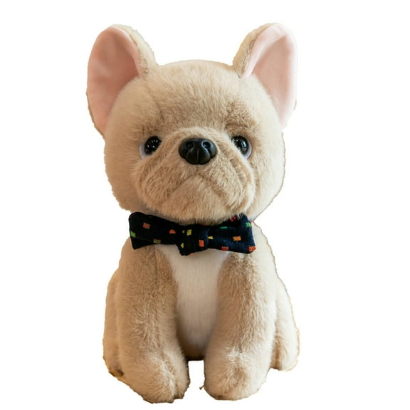 Beige 8-Inch French Bulldog Plush Toy With Soft Design, Stuffed Animal For Kids, Realistic Bulldog Doll