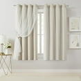 thumbnail image 1 of Beige 80% Blackout Curtains with Sheer Overlay Mix and Match Double Layer Thermal Insulated Window Panels 63 inch for Living Room Bedroom Beige Drapes with Tiebacks Grommet Top 54" Wx63 Lx2, 1 of 11