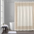 thumbnail image 1 of Beige Abstract Art Shower Curtain for Bathroom Decor, Vintage Linen Geometric Brown Greek Key Waterproof Fabric Shower Curtain, 72"x96" Set with 12 Hooks, 1 of 9