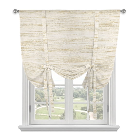 Beige Abstract Art Tie Up Curtains 45 Inches Long, Kitchen Window Curtains Over Sink, Pure Vintage Art Small Window Curtains Shade Balloon Curtains Valances for Bedroom/Cafe 34"x45"