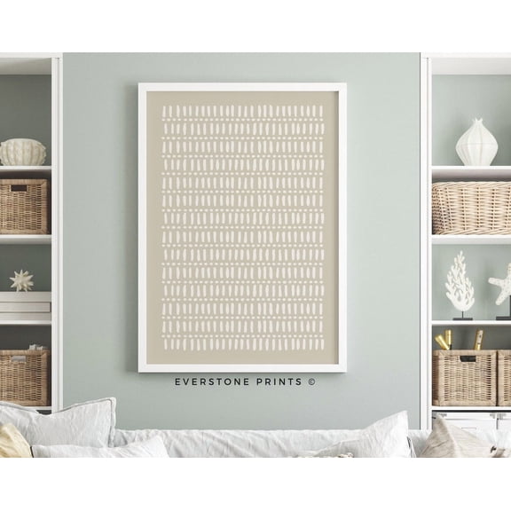 Beige Abstract Geometric Print, Beige And White Art, Mid Century Modern Art Decor Wall Art, Modern Wall Decor, 8x12 UNFRAMED