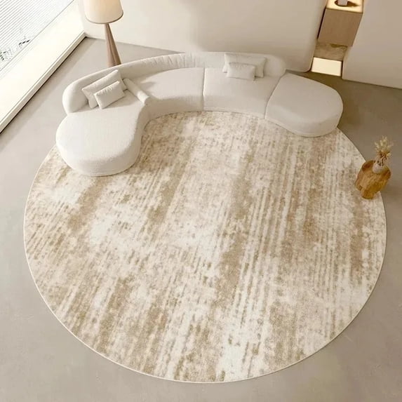 Texture Round Rug Complex Beige Abstract Texture Round Rug Soft Flannel Modern Minimalist Carpet ...