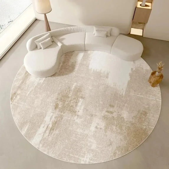 Texture Round Rug Complex Beige Abstract Texture Round Rug Soft Flannel Modern Minimalist Carpet ...