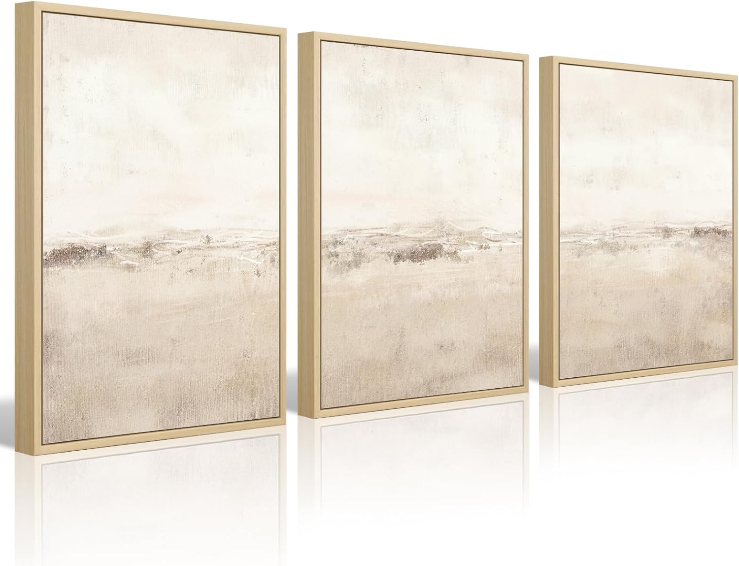 Beige Abstract Wall Art Set of 3 Neutral Canvas Wall Art Prints Boho ...
