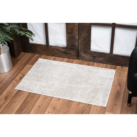 Beige Accent Rug from Turkey / Durable, Soft for Living Areas