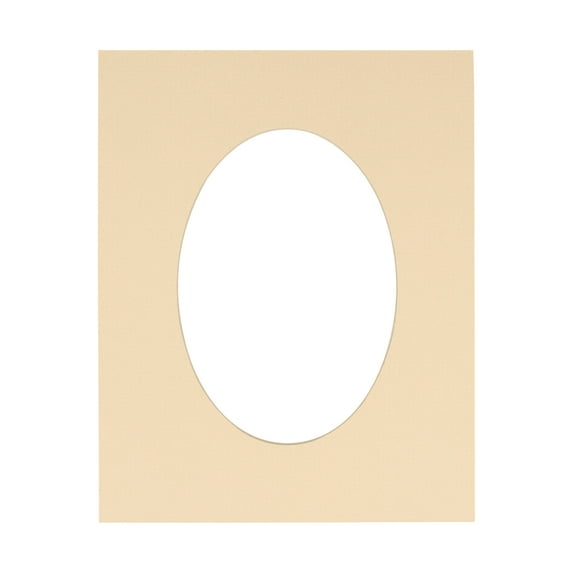 Beige Acid Free 6x7.5 Oval Picture Frame Mat with White Core Bevel Cut for 3x5 Pictures - Fits