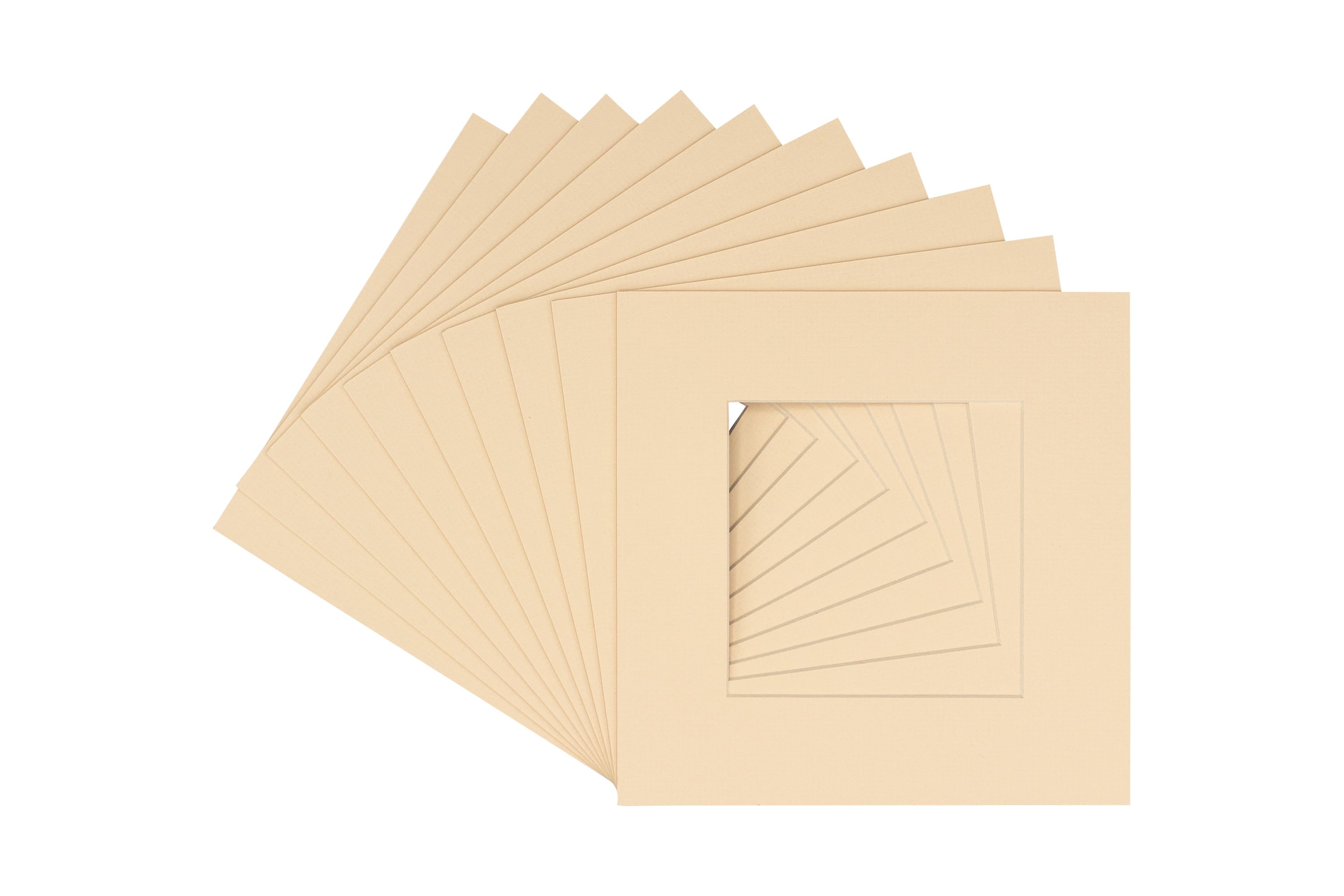 Beige Acid Free 7x7 Square Picture Frame Mat with White Core Bevel Cut