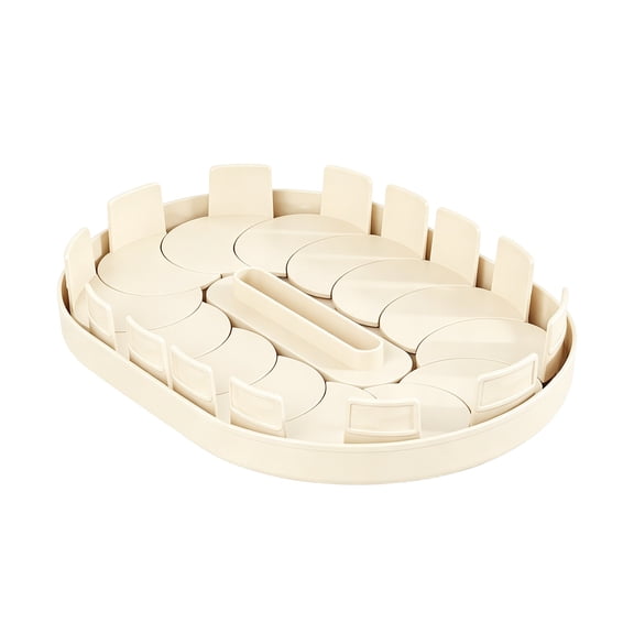 Beige Adjustable Divider Storage Turntable 360 Rotatable For Fridge Kitchen Counter Use