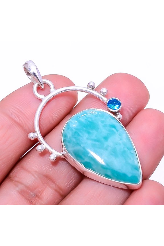 Beige Amazonite - Russia (Beige) 925 Sterling Silver Pendant 2.03" P_9386_155_24, Beautiful Jewelry, New Year Sale