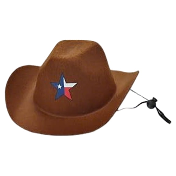Beige American Flag Pattern Pet Cowboy Hats, 4th of july Decor, Sturdy Semi-Gloss Polyester Dog Costumes, US 250 Patriotic Apparel for Neighborhood Parades, Backyard BBQs & Holiday Photo Shoots