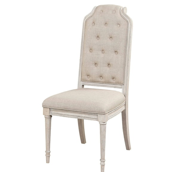 Beige And Antique Champagne Dining Chairs With Stylish Back - Luxury Room Finish Side Grace