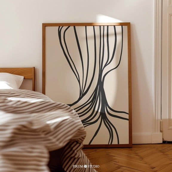 Beige And Black Minimalist Abstract Lines Art Print, Neutral Abstract Simple Print, Minimalist Wall Art, Paper Poster UNFRAMED