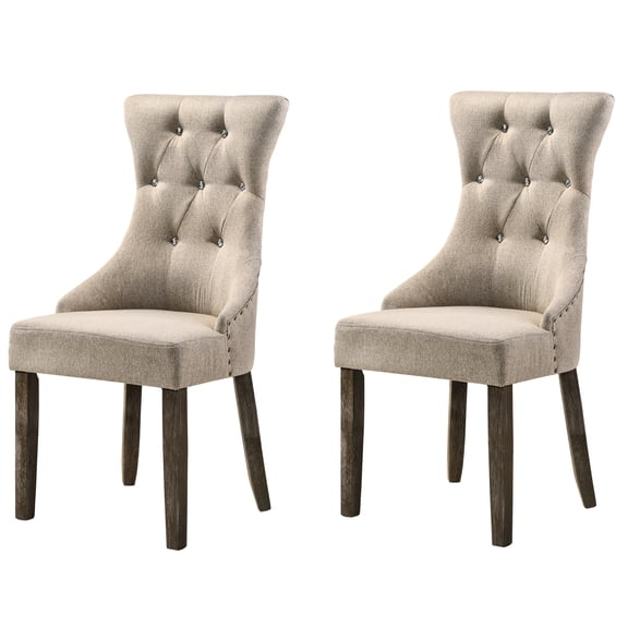 Beige And Reclaimed Grey Back Chairs ( Of 2) - Rustic Chic For Dining Space, Soft Upholstery & Attractive Accent Side (2) Back, Legs,