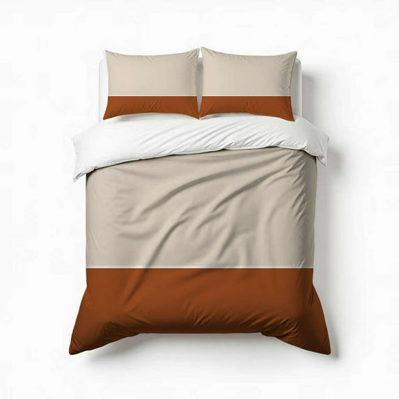Beige And Terracotta Color Palette Bedding Set 3 Pcs Soft Microfiber Quilt Cover For Bedroom Decor, Comforter Cover With 2 Pillowcase