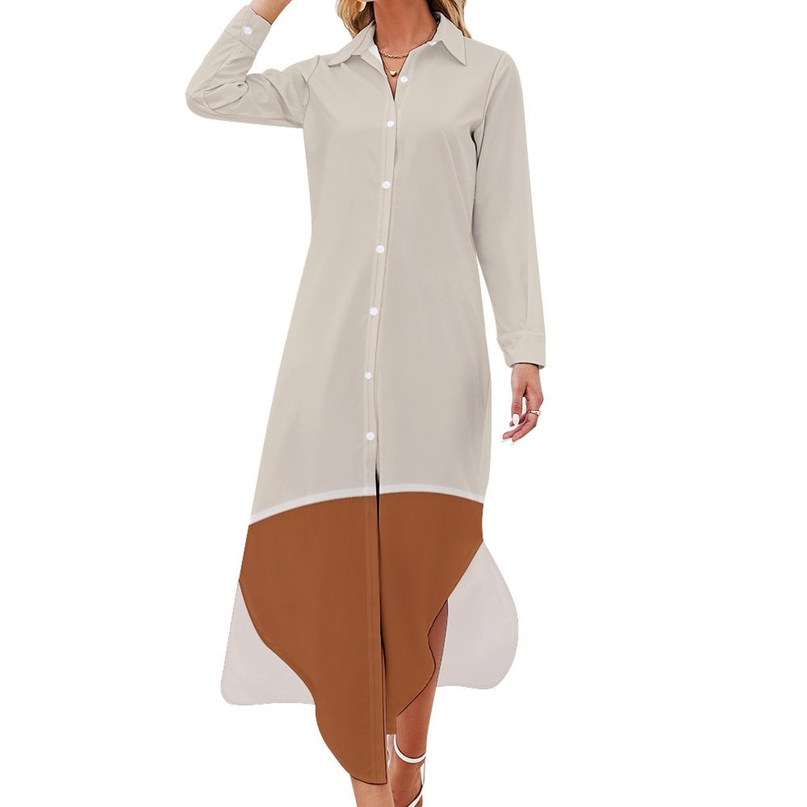 Soft But Savage Casual T-Shirt Dress in Beige main image 0