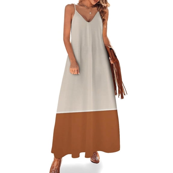 Beige And Terracotta Color Palette Sleeveless Dress Loose Women's Dress Dresses Luxury Evening Dresses
