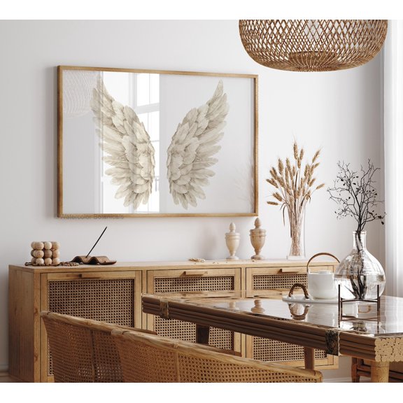 Beige Angel Wings Neutral Boho Poster Unframed Paper Print