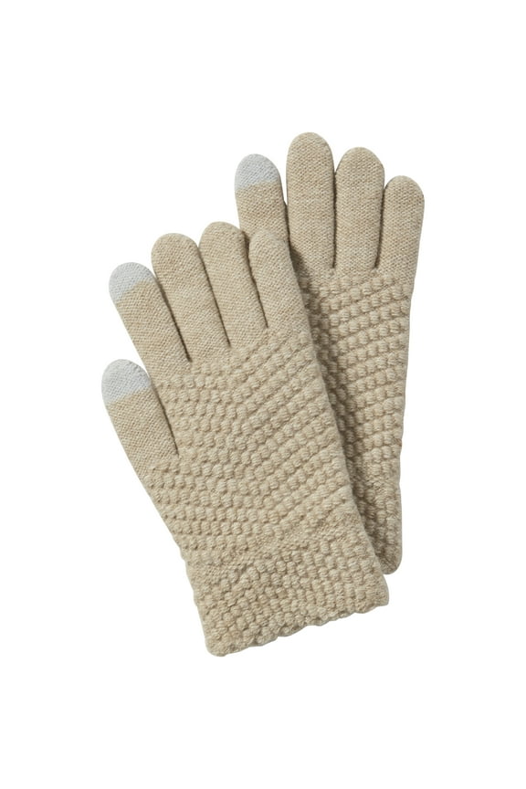 Beige Anna Texting Knit Gloves