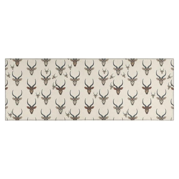 Beige Antelope Head Pattern Kitchen Rug Mat,Kitchen Runner Rugs Non Skid Washable,Decorative Kitchen Floor Mats for Kitchen,Sink,Laundry,17"X47"
