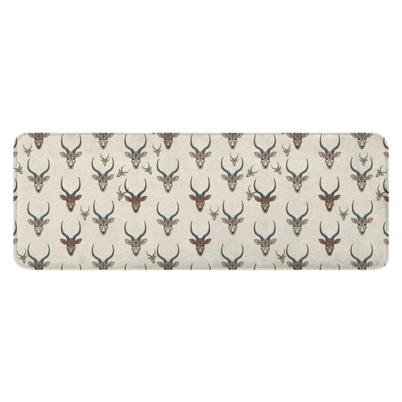 Beige Antelope Head Pattern Kitchen Rug Mat,Kitchen Runner Rugs Non Skid Washable,Decorative Kitchen Floor Mats for Kitchen,Sink,Laundry,17"x47.2"