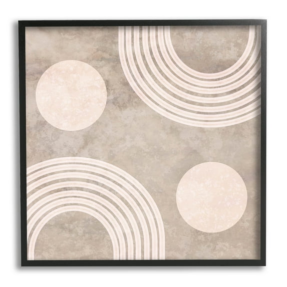 Beige Arch Geometric Shapes Abstract Graphic Art Black Framed Art Print Wall Art